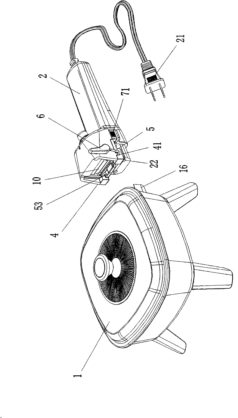 Separable power plug/socket connecting structure of electric frying pan