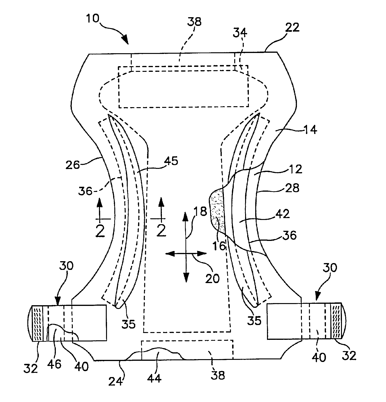 Three dimensional profiling of an elastic hot melt pressure sensitive adhesive to provide areas of differential tension