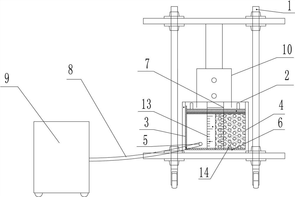 Test device and application method for supporting force of fluid-filled lining structure in simulated tunnel surrounding rock subsidence process