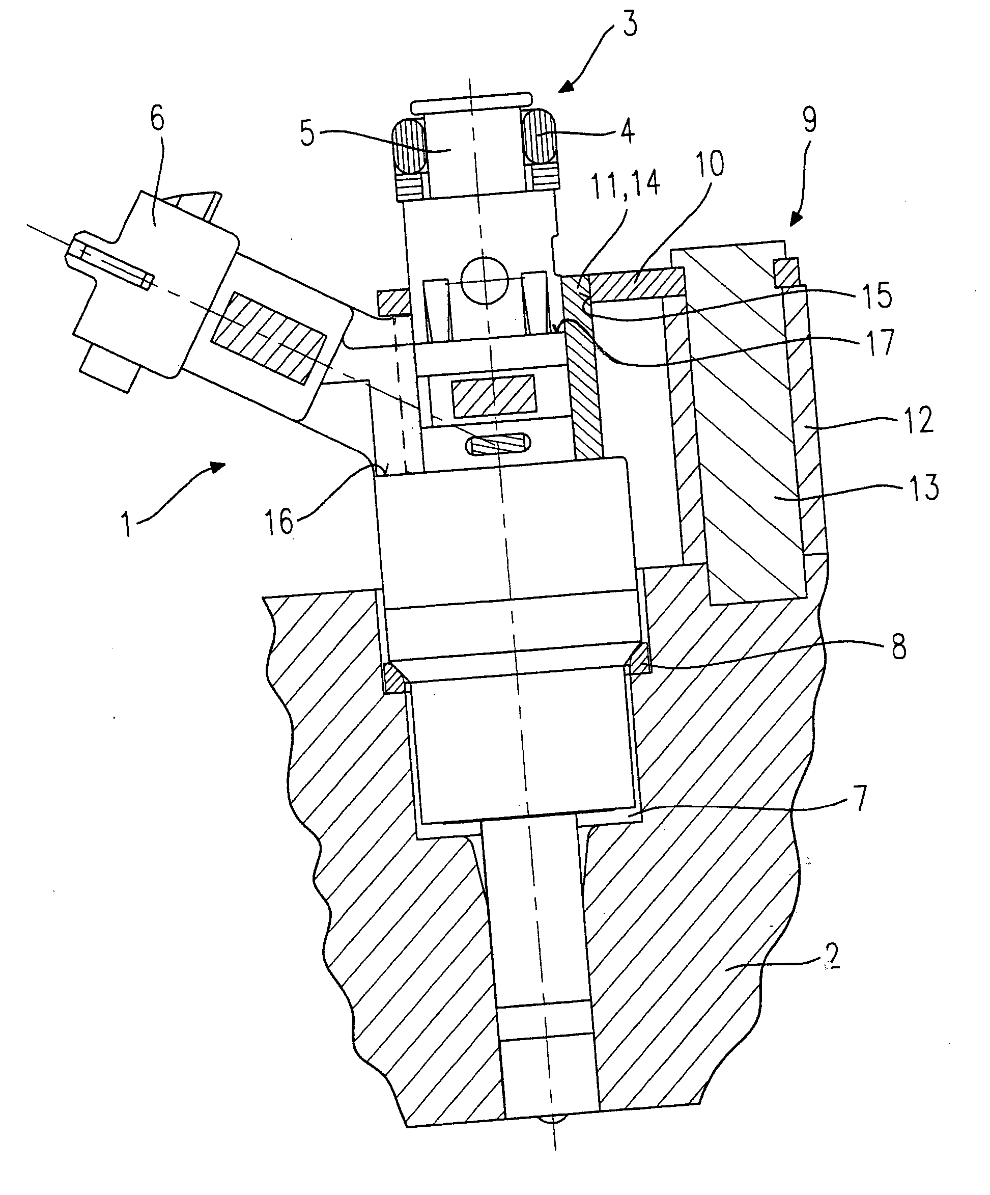 Fastening device for a fuel injection valve