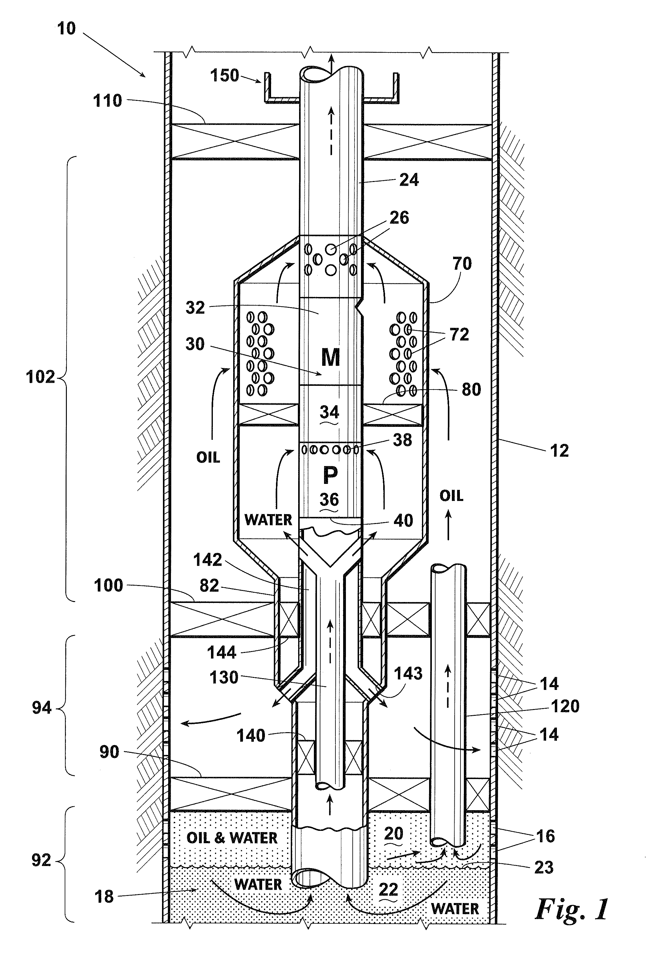 Inverted electrical submersible pump completion to maintain fluid segregation and ensure motor cooling in dual-stream well