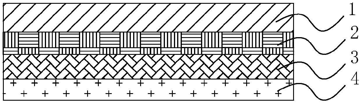 Composite reinforced plastic floor and production process thereof