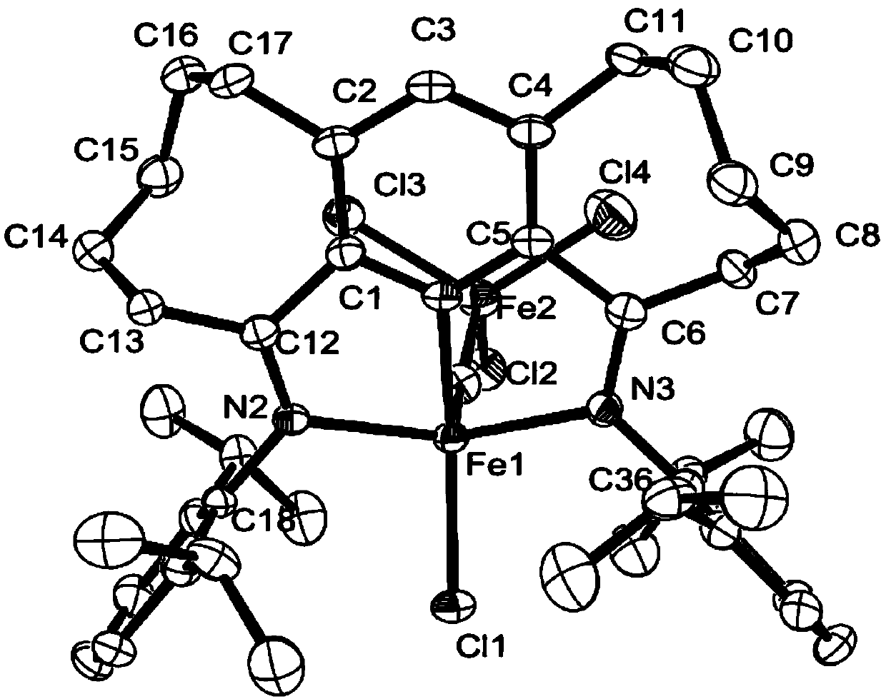 Diaryliminopyridyl complex containing flexible eight-membered ring, preparation method and application thereof