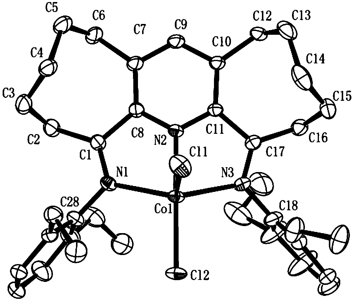 Diaryliminopyridyl complex containing flexible eight-membered ring, preparation method and application thereof