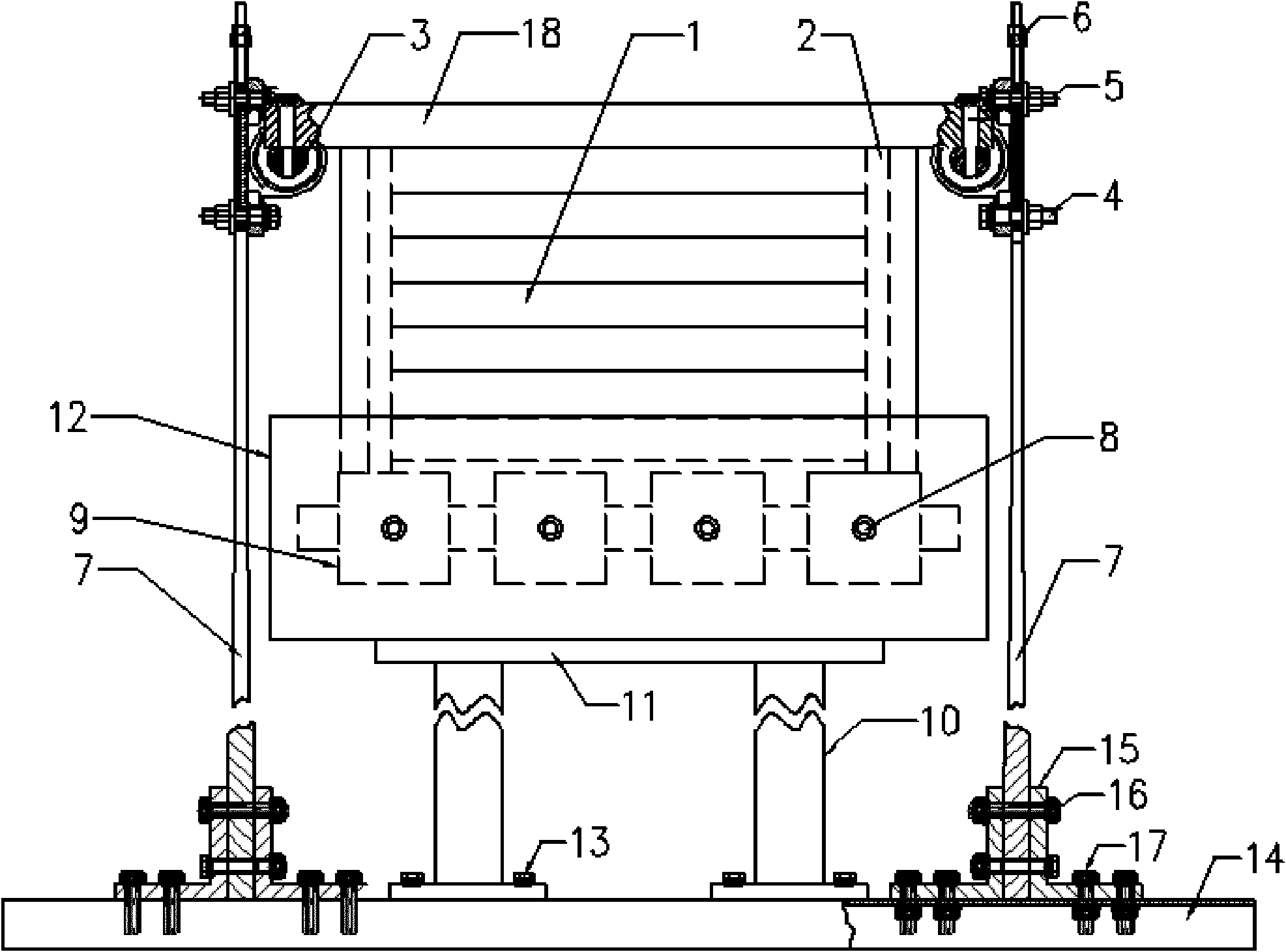 Big-tonnage cantilever type horizontal tuned mass damper for regulating eddy-current damping