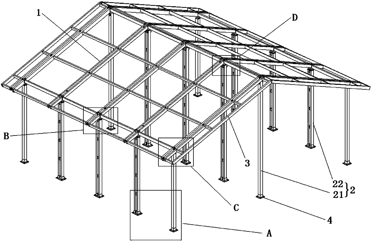 Components and parts of assembling type building structure and building comprising same