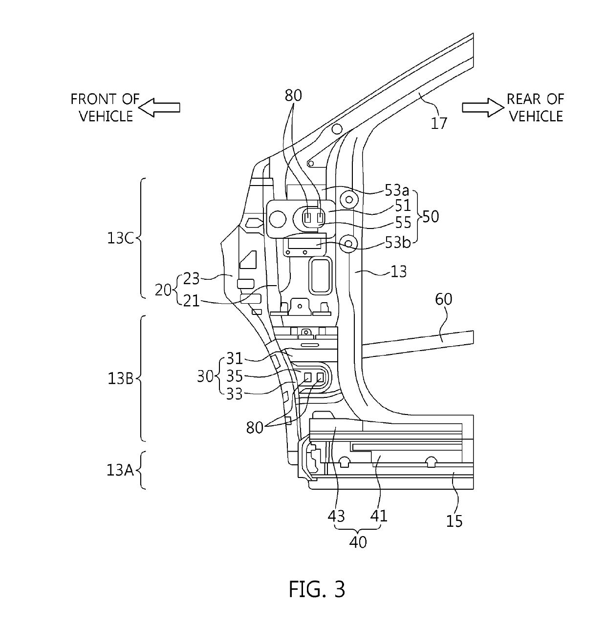 Collision load multi-decentralization type side body frame and vehicle including the same