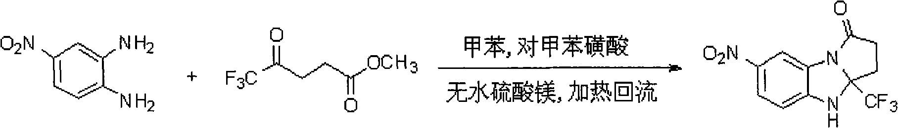 7-nitryl-3a-(trifluoromethyl)-2,3,3a,4-tetrahydrogen-1H-benzo(d) pyrrole (1,2-a) imidazole-1-ketone and synthesis method thereof