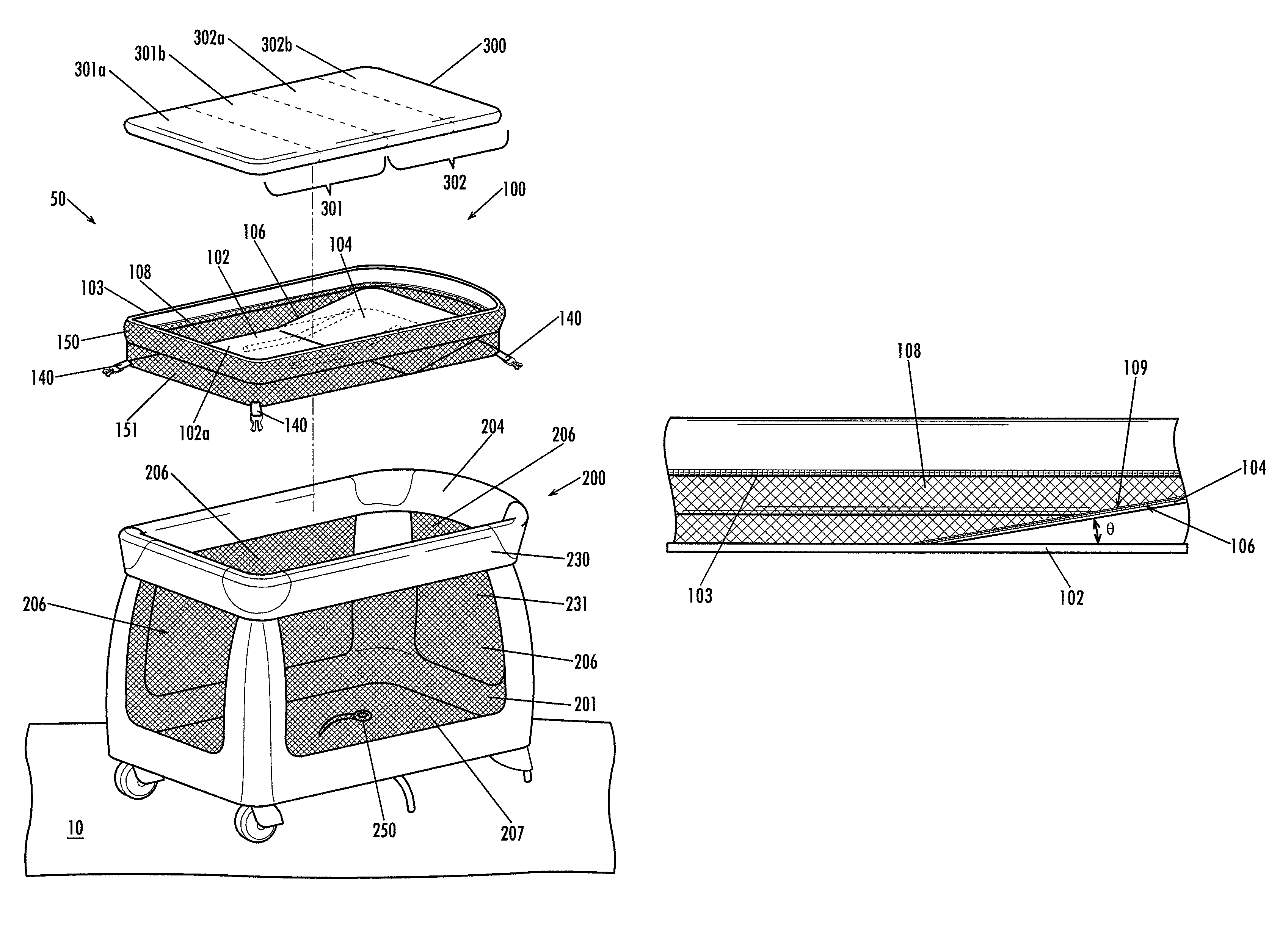 Play yard and bassinet assembly