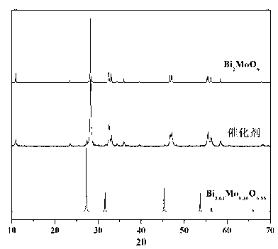 Ternary heterostructure light degradation organic matter catalyst TiO2-Bi2MoO6/Bi3.64Mo0.36O6.55 and preparation method thereof