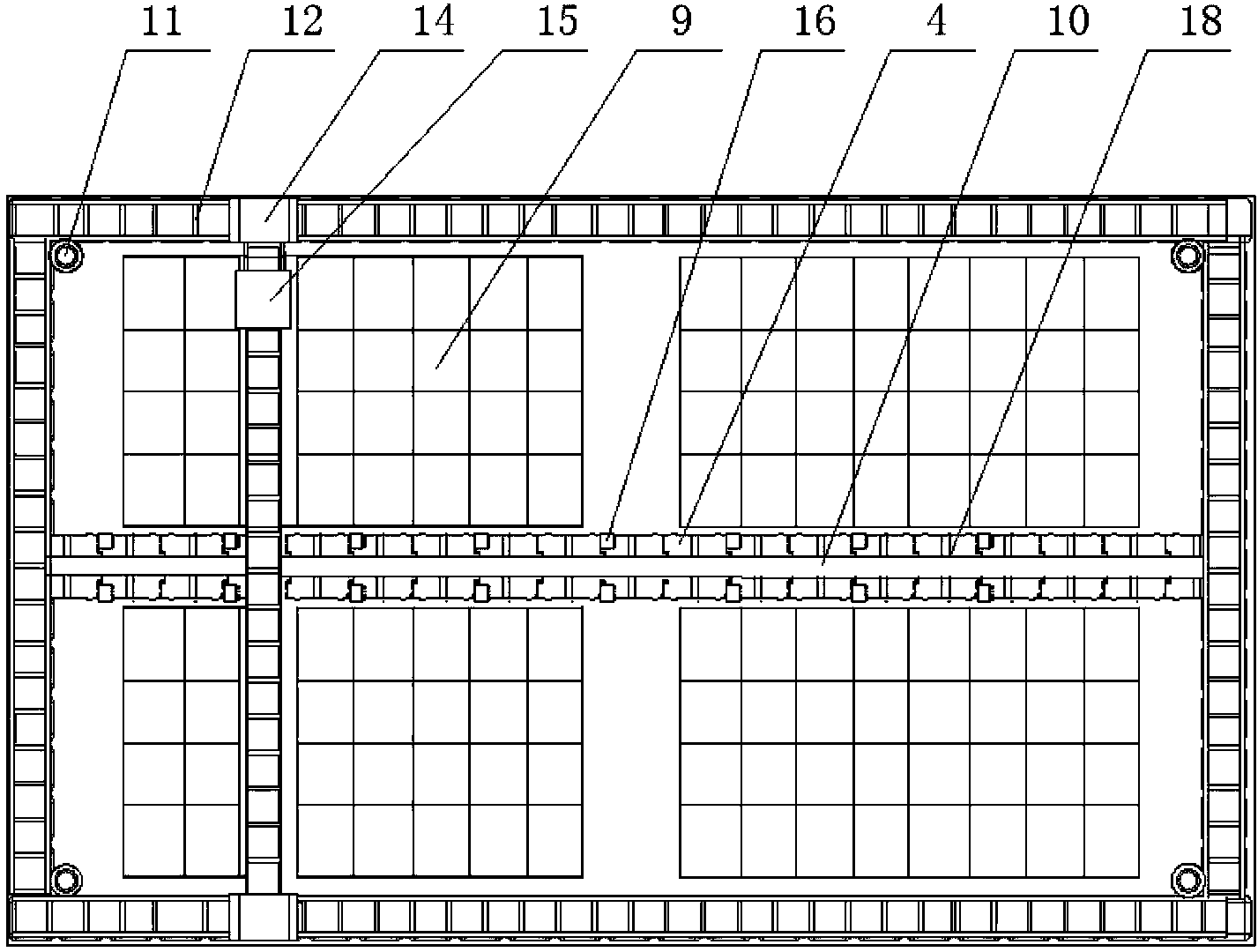 Overwater photovoltaic assembly bearing unit square matrix and power generation system using overwater photovoltaic assembly bearing unit square matrix