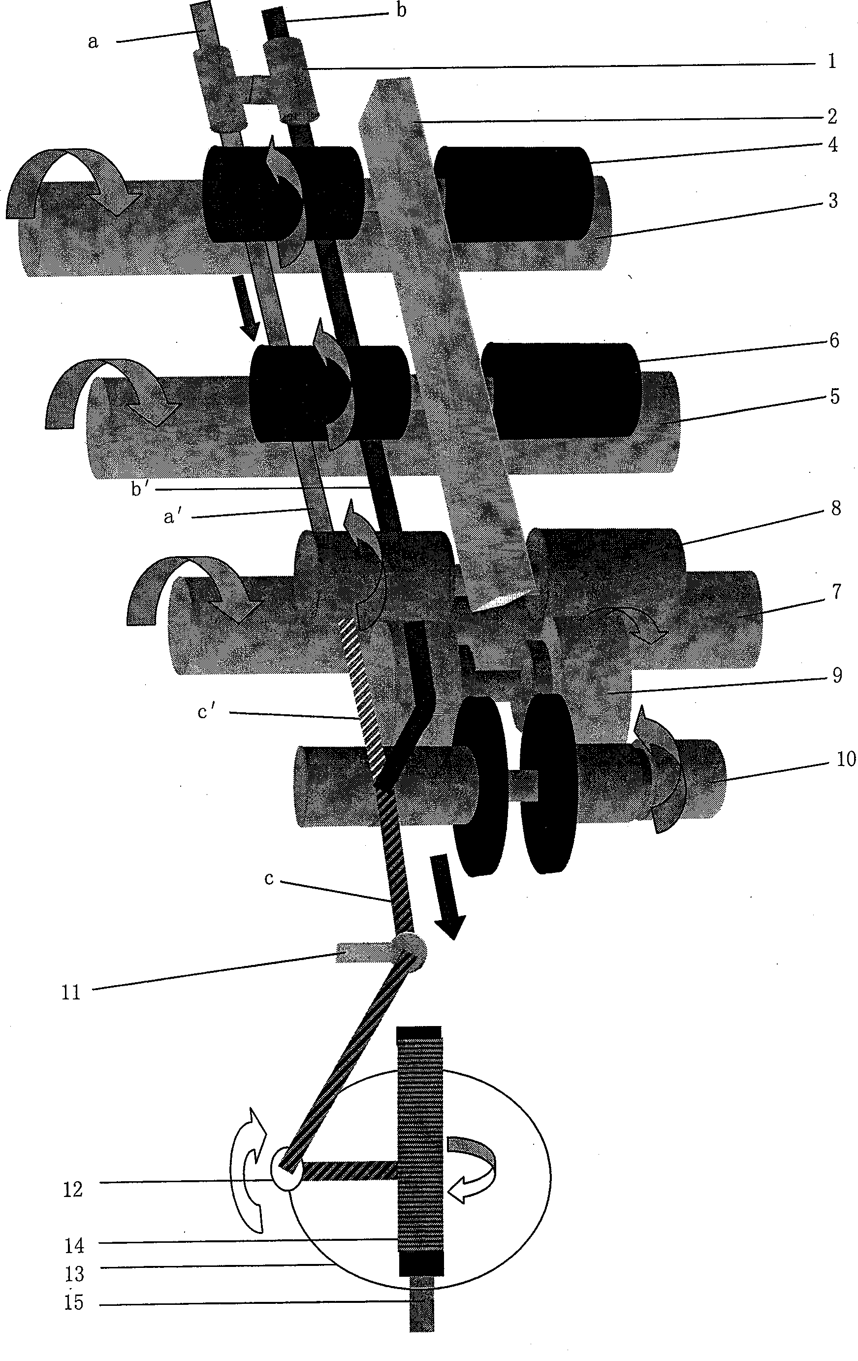 Production method of short staple enveloped composite yarn