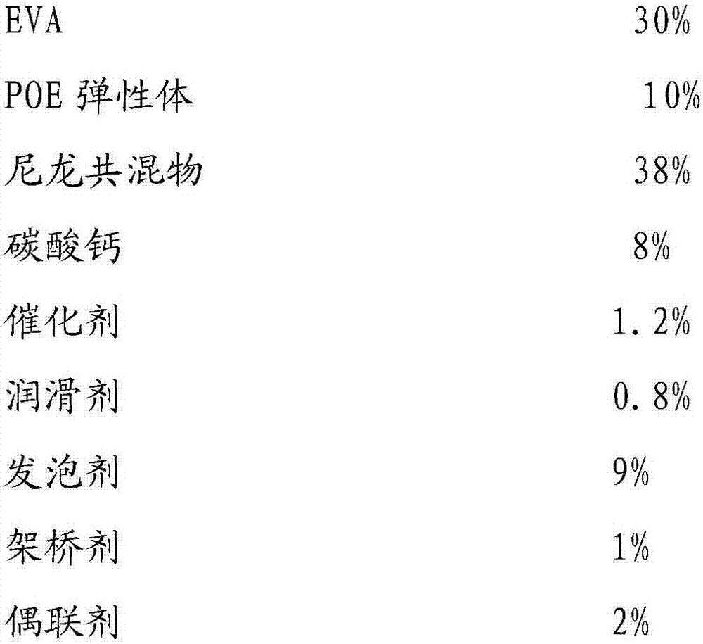 Foaming nylon shoe material and making method thereof