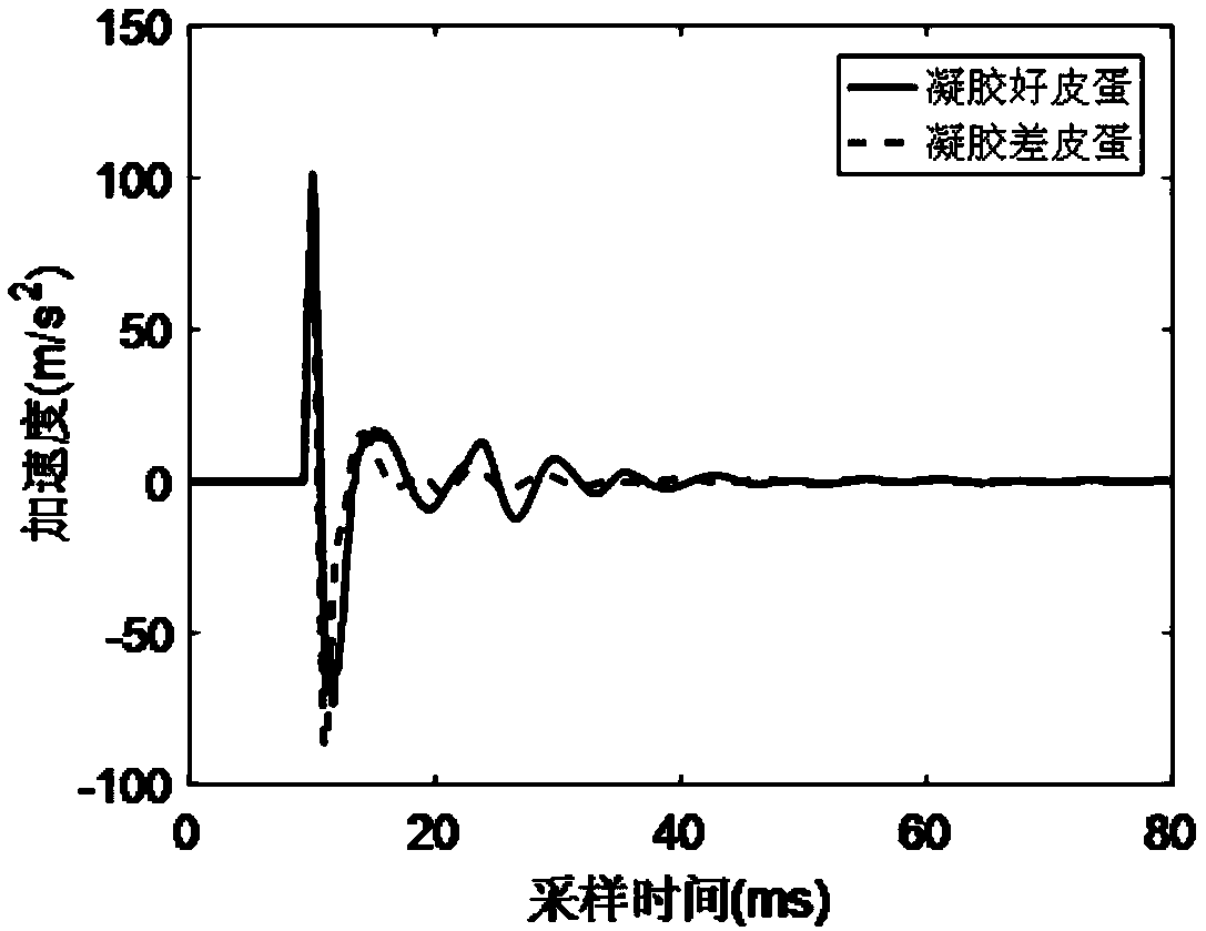 Nondestructive testing method for gelatin quality of preserved egg based on vibration technology