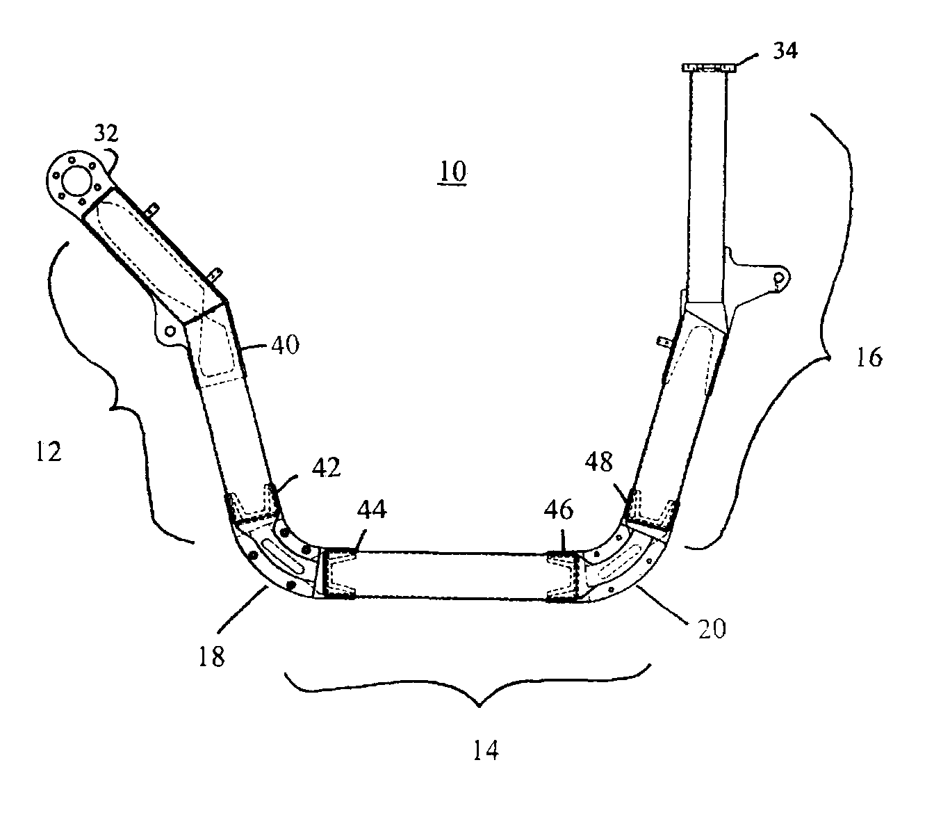 Three piece lift arm apparatus and method