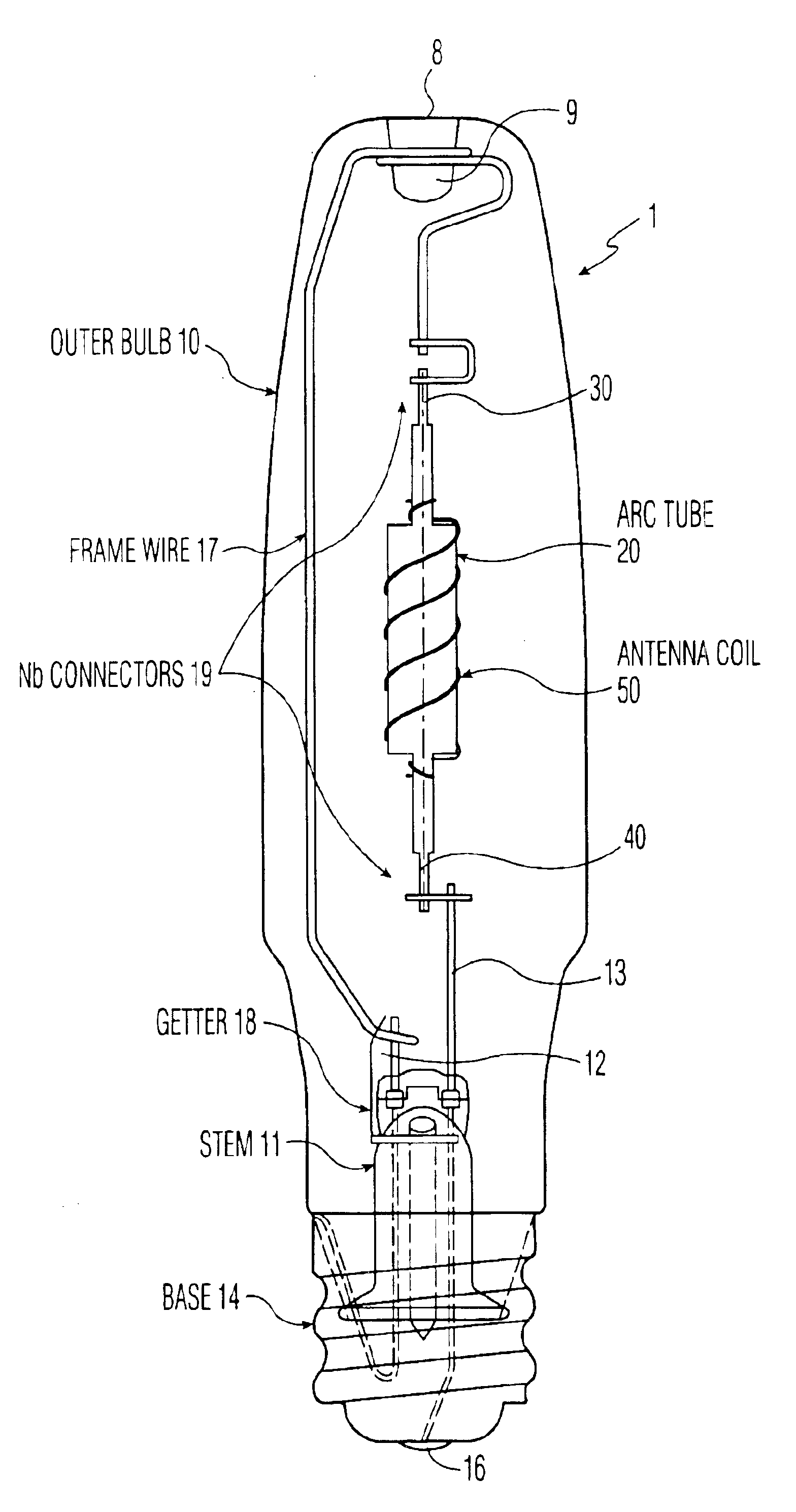 Coil antenna/protection for ceramic metal halide lamps