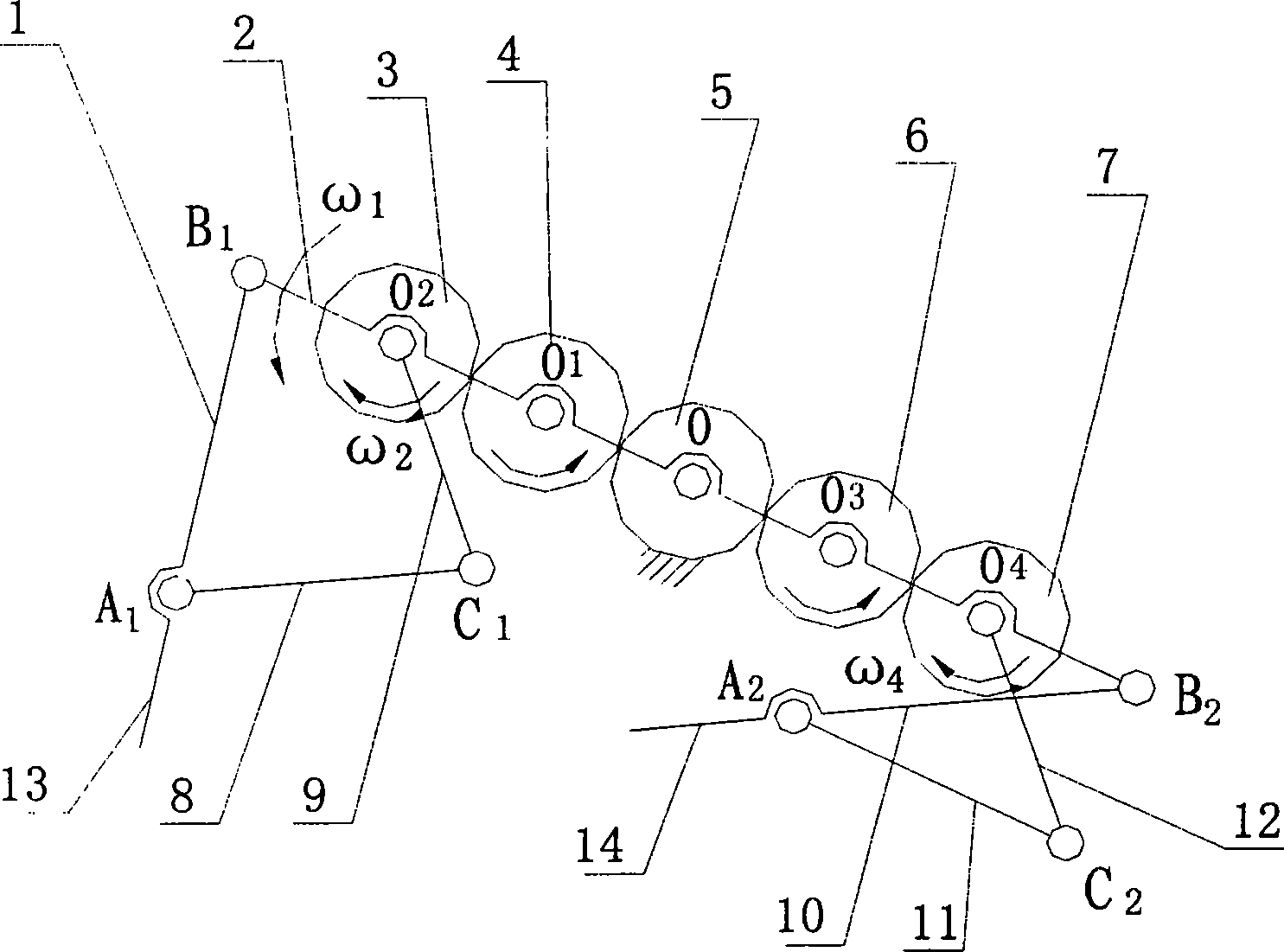 Rotary type double crank insert division mechanism