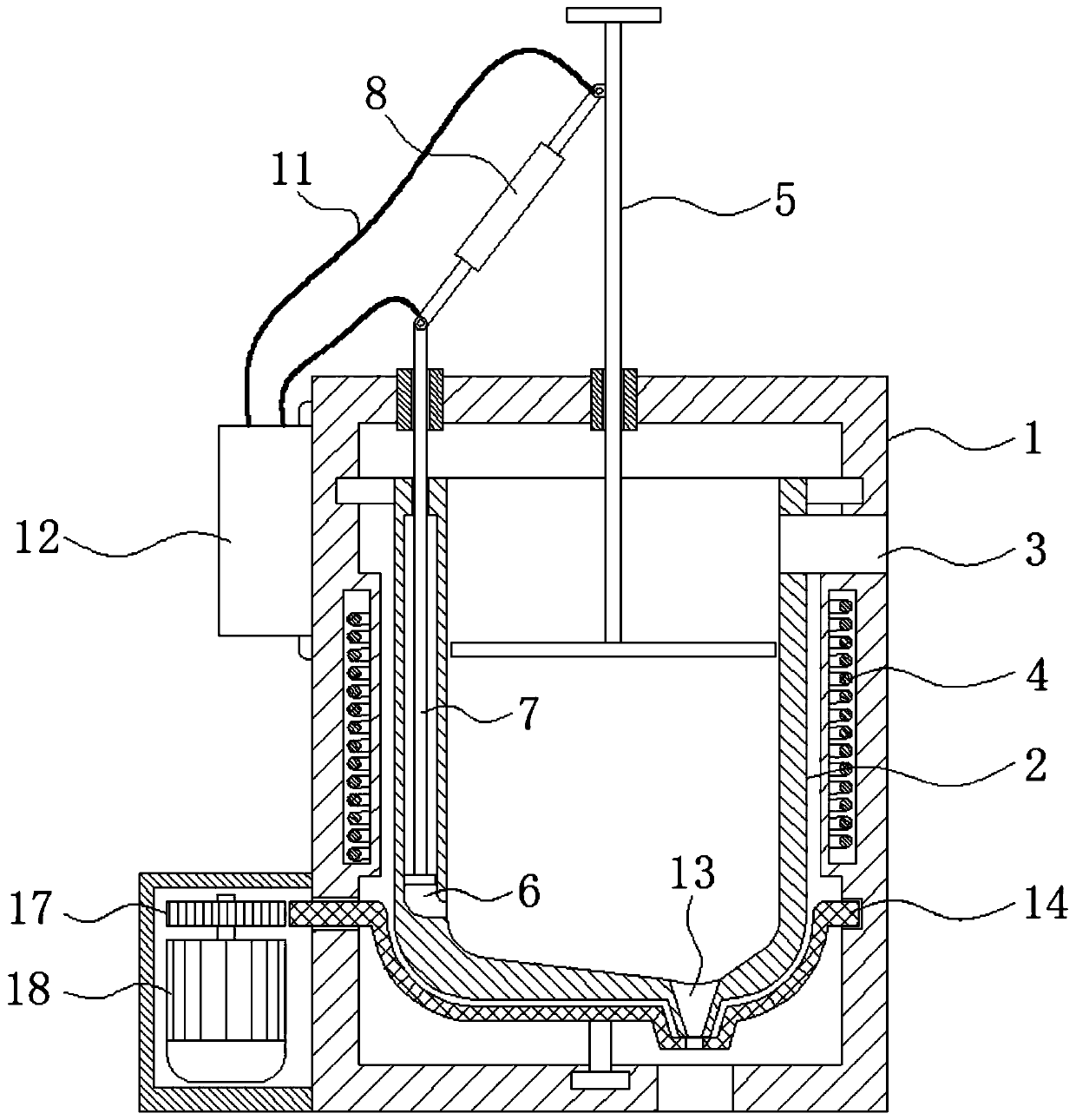 Melting device for metal casting based on liquid level equal altitude