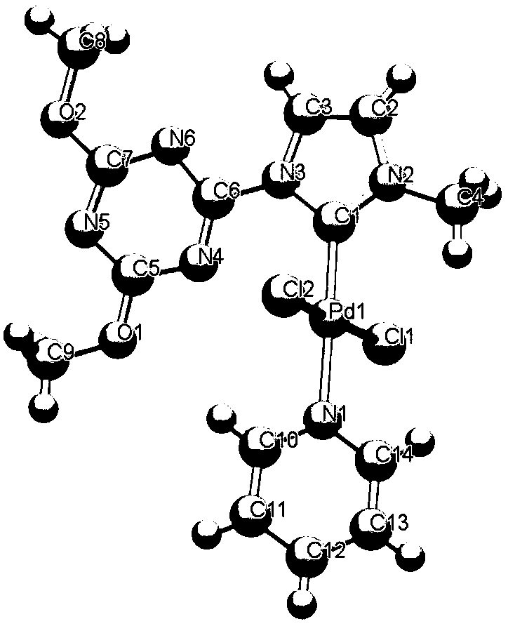 N-heterocyclic carbene palladium complex crystal, synthetic method thereof, and application thereof in preparation of amide compounds