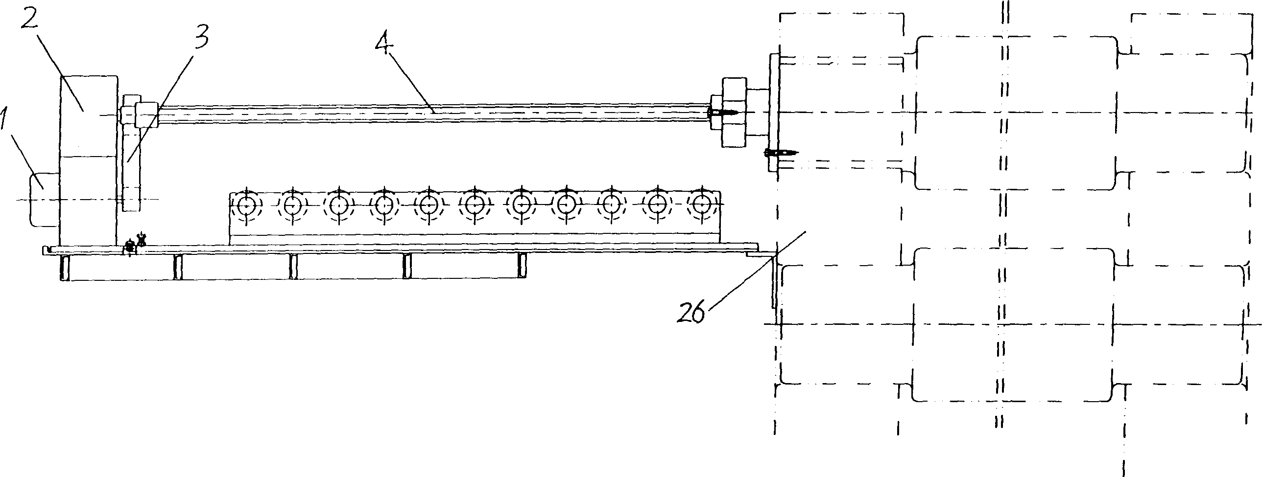 Traction system of bending machine with two rollers