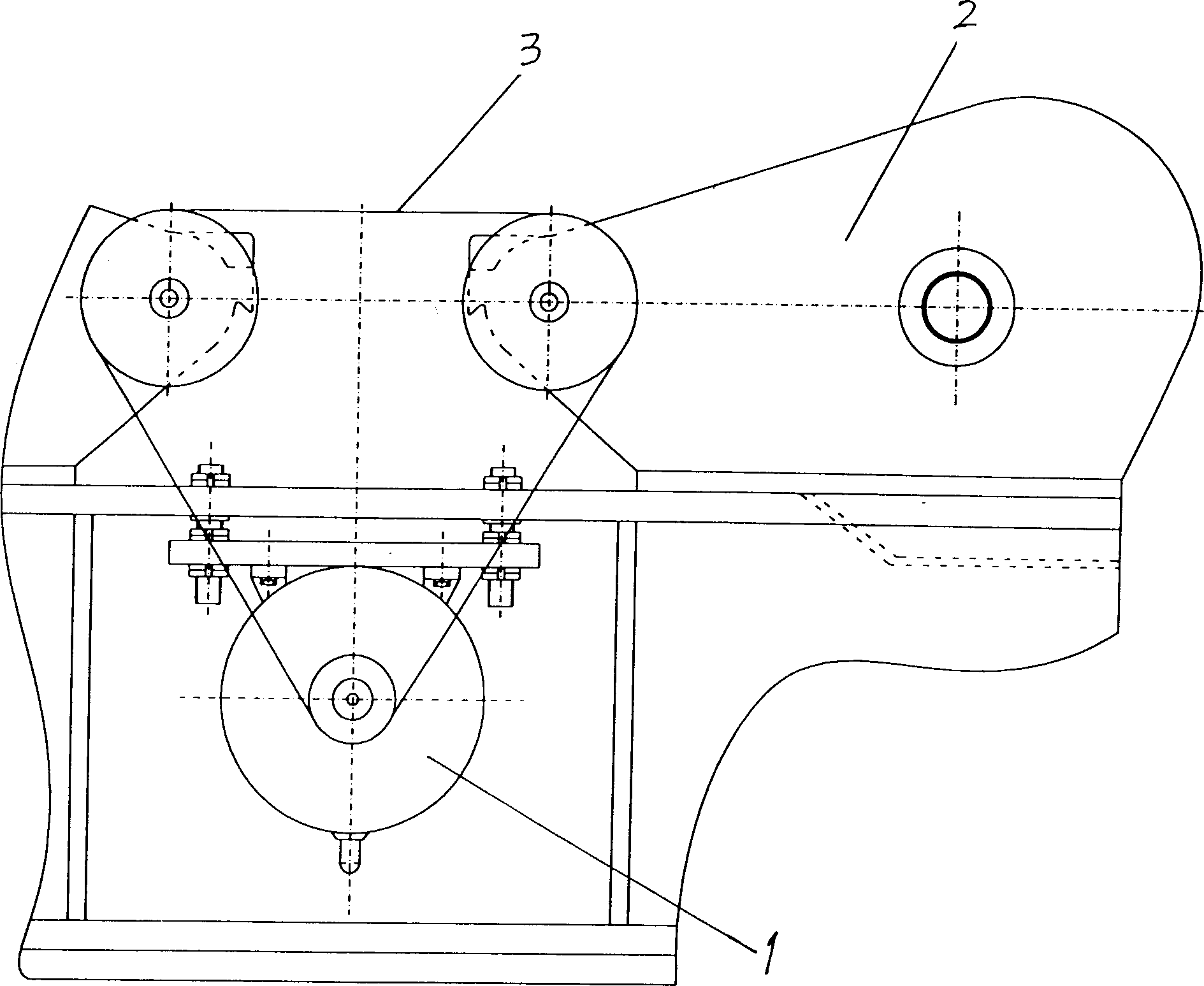 Traction system of bending machine with two rollers