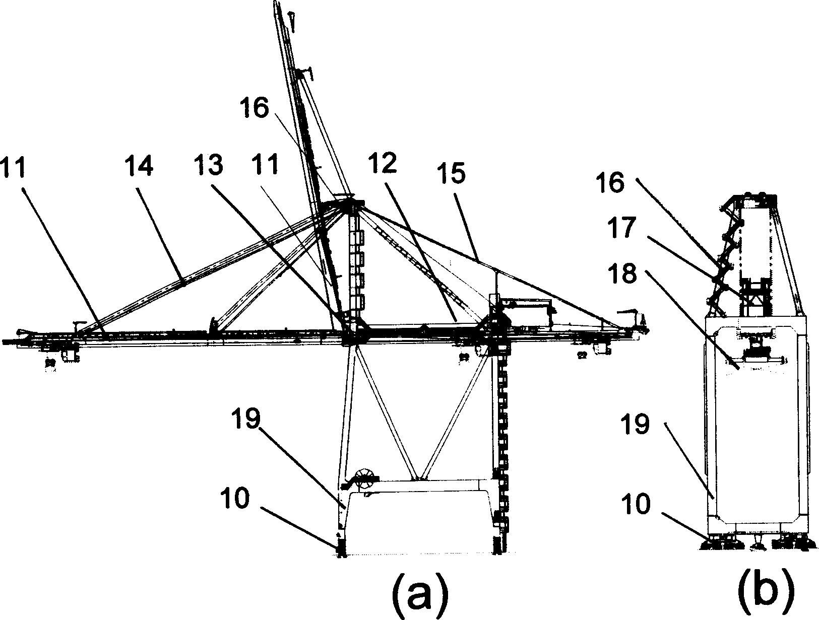 Integrated large loading-unloading volume container shore bridge