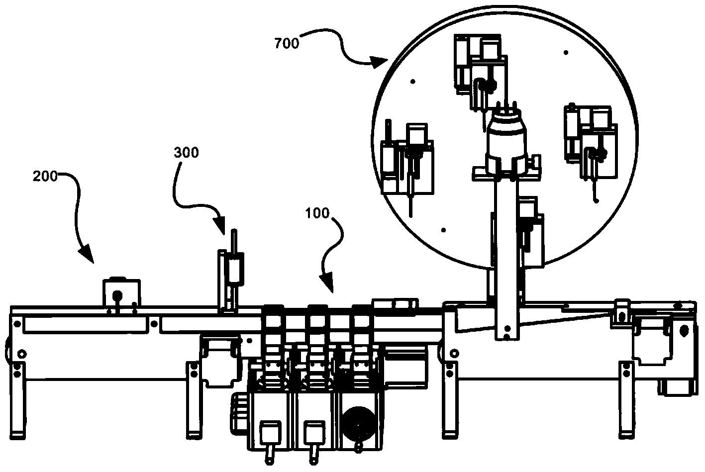 System for conveying, pushing, washing and filling reagent bottles