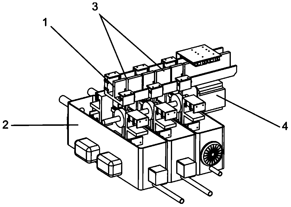 System for conveying, pushing, washing and filling reagent bottles