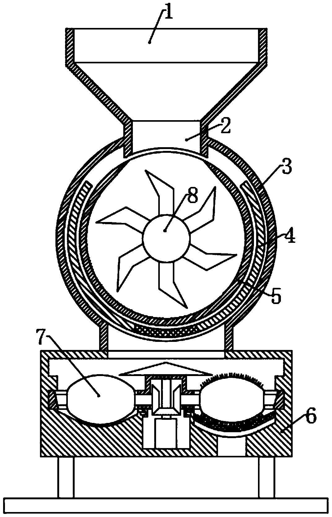 Crushing and grinding device for production and processing of traditional Chinese medicinal materials