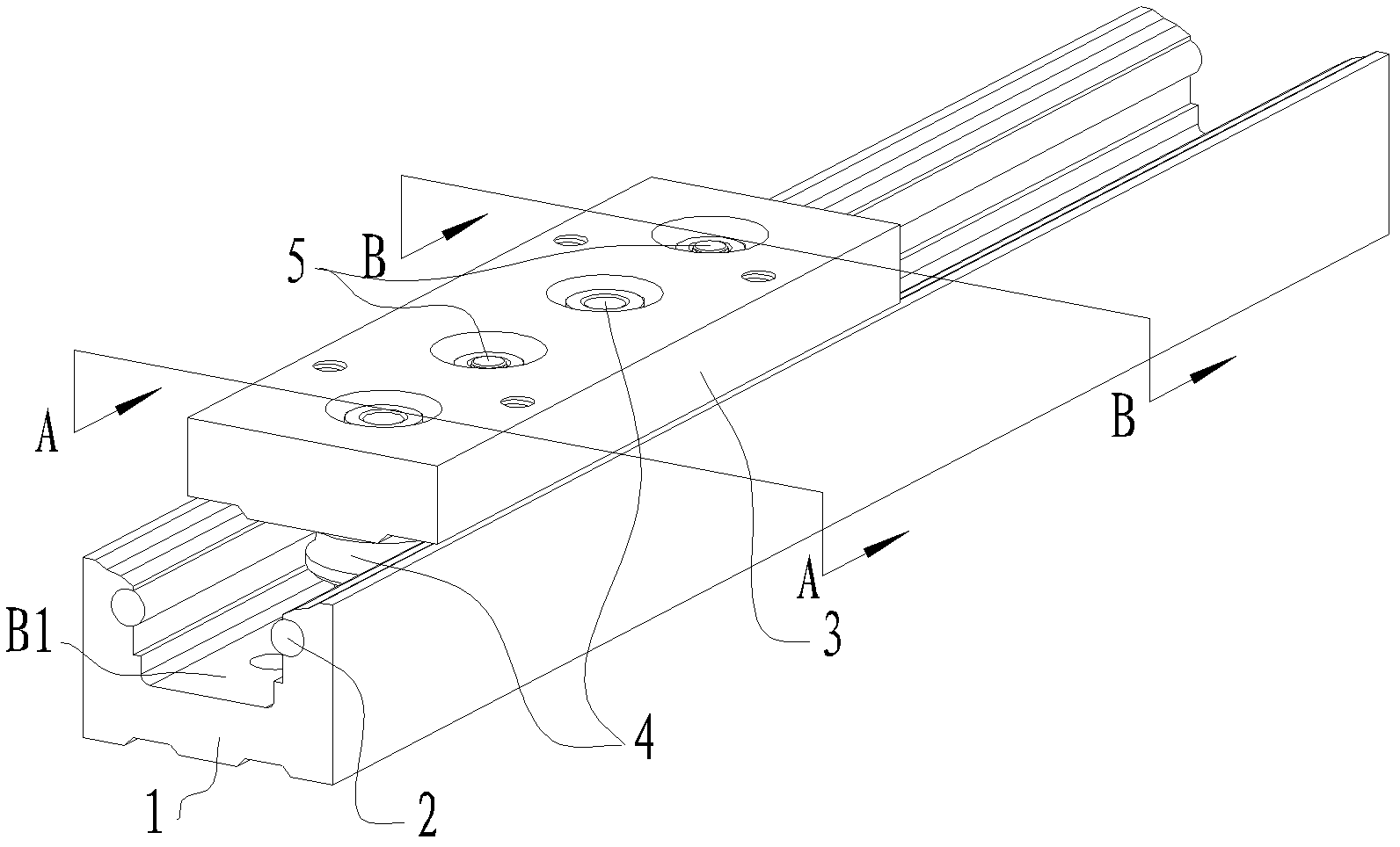 Aluminium base built-in raceway roller guide pair