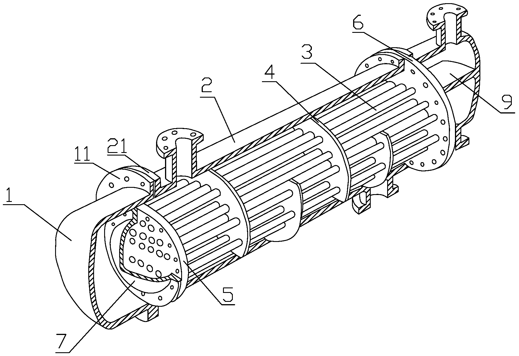 Novel crude oil normal-pressure tower top oil-gas heat exchanger