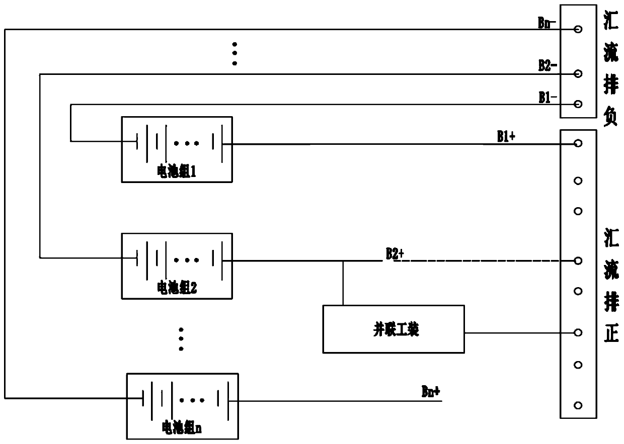 A battery module parallel connection tool and a battery module parallel connection system