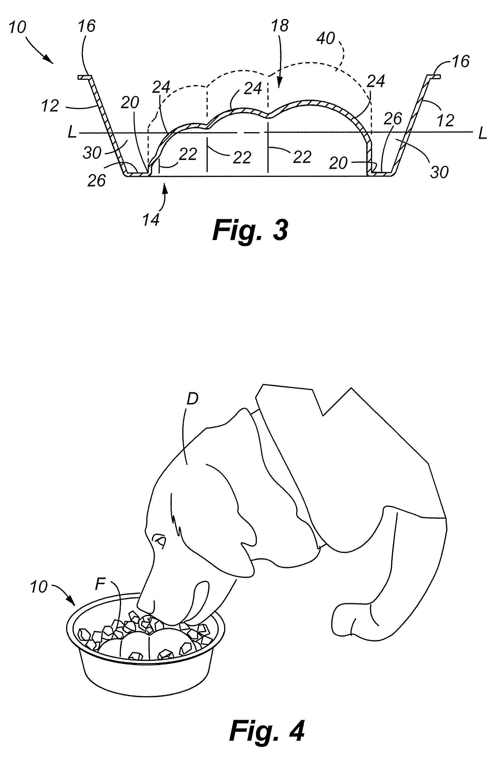 Pet food bowl with integral protrusion for preventing aspiration of food