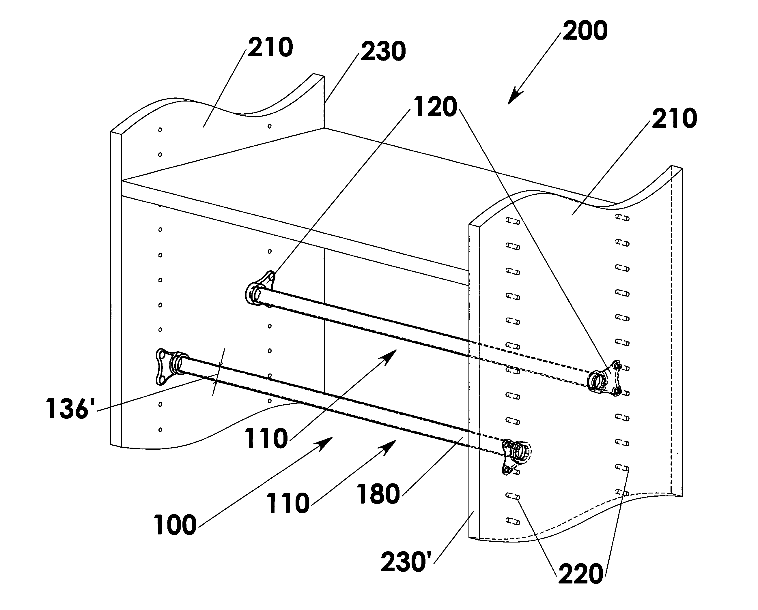 Inclined support-display assembly and a bracket therefore