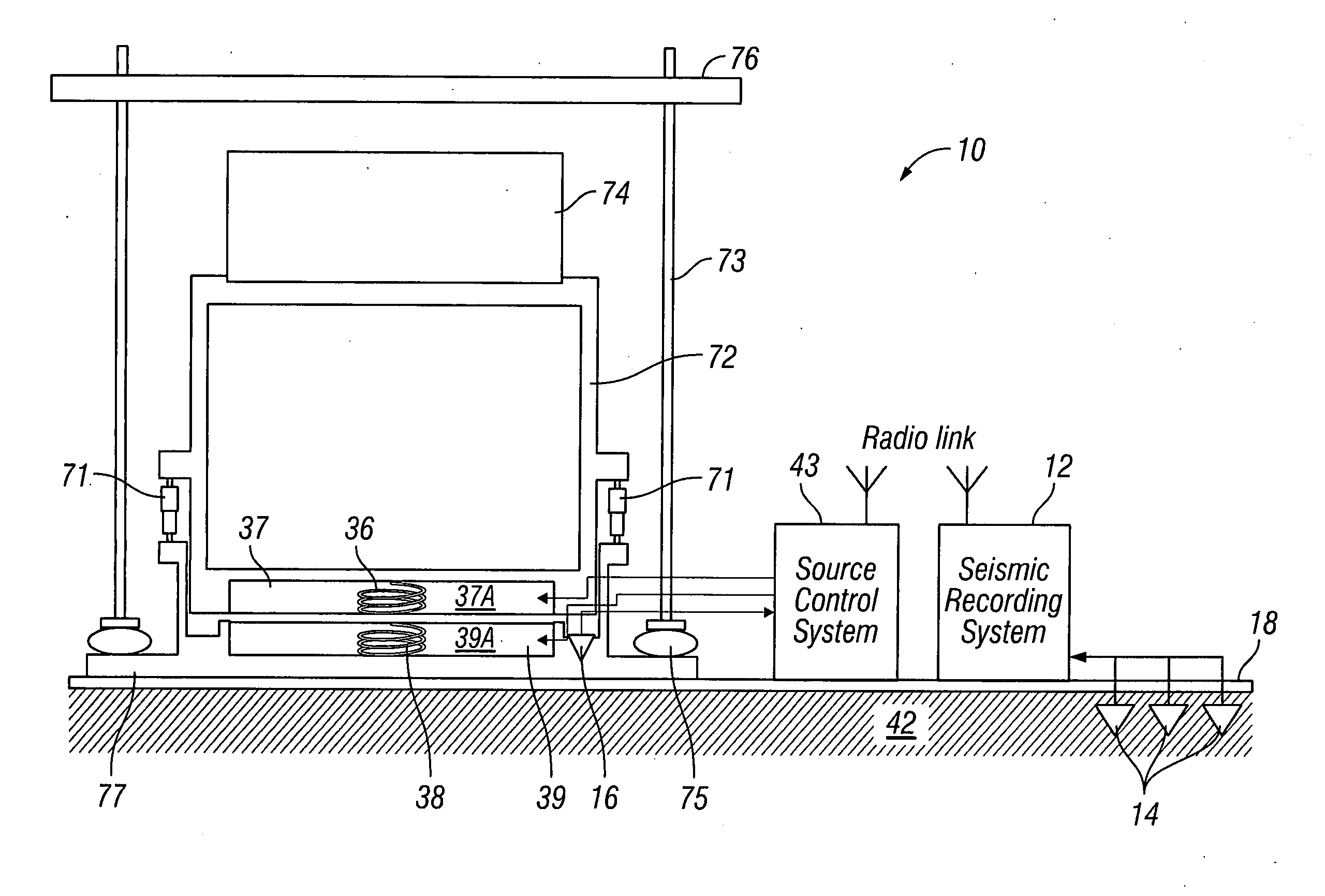 Magnetic mass-lift impulsive seismic energy source including repelling electromagnets and reaction mass damping