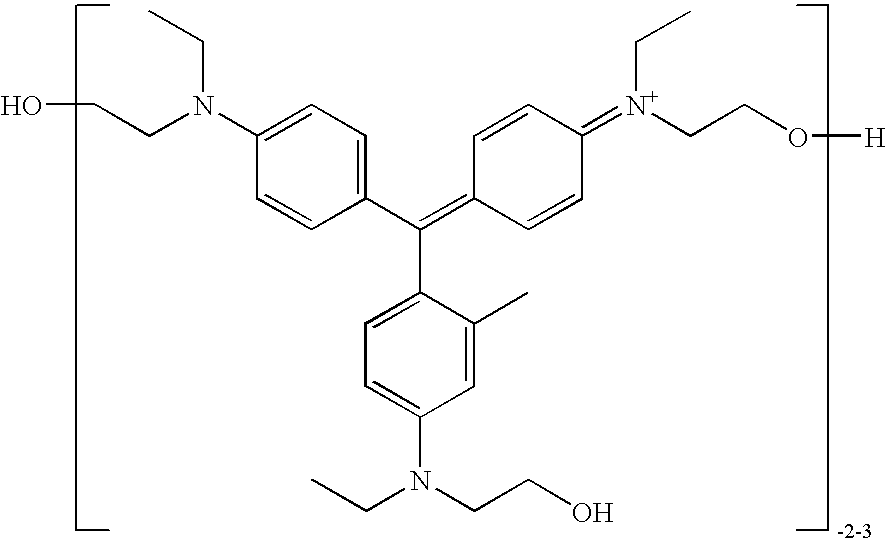 Cosmetic composition for keratinous substrates with triarylmethane compounds