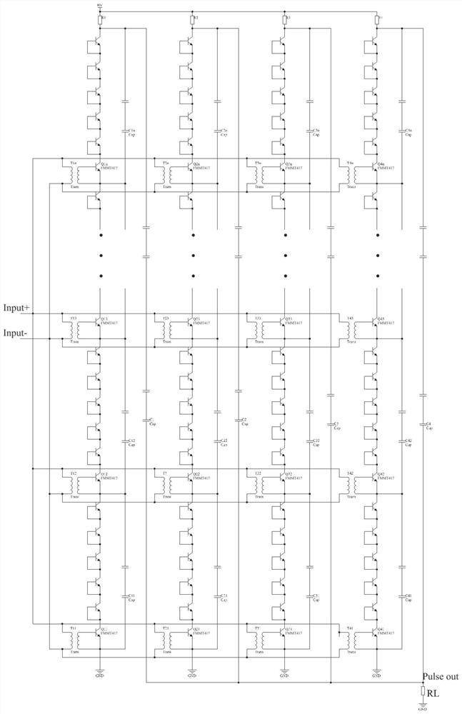 An avalanche transistor series-parallel high-voltage fast-edge switch circuit