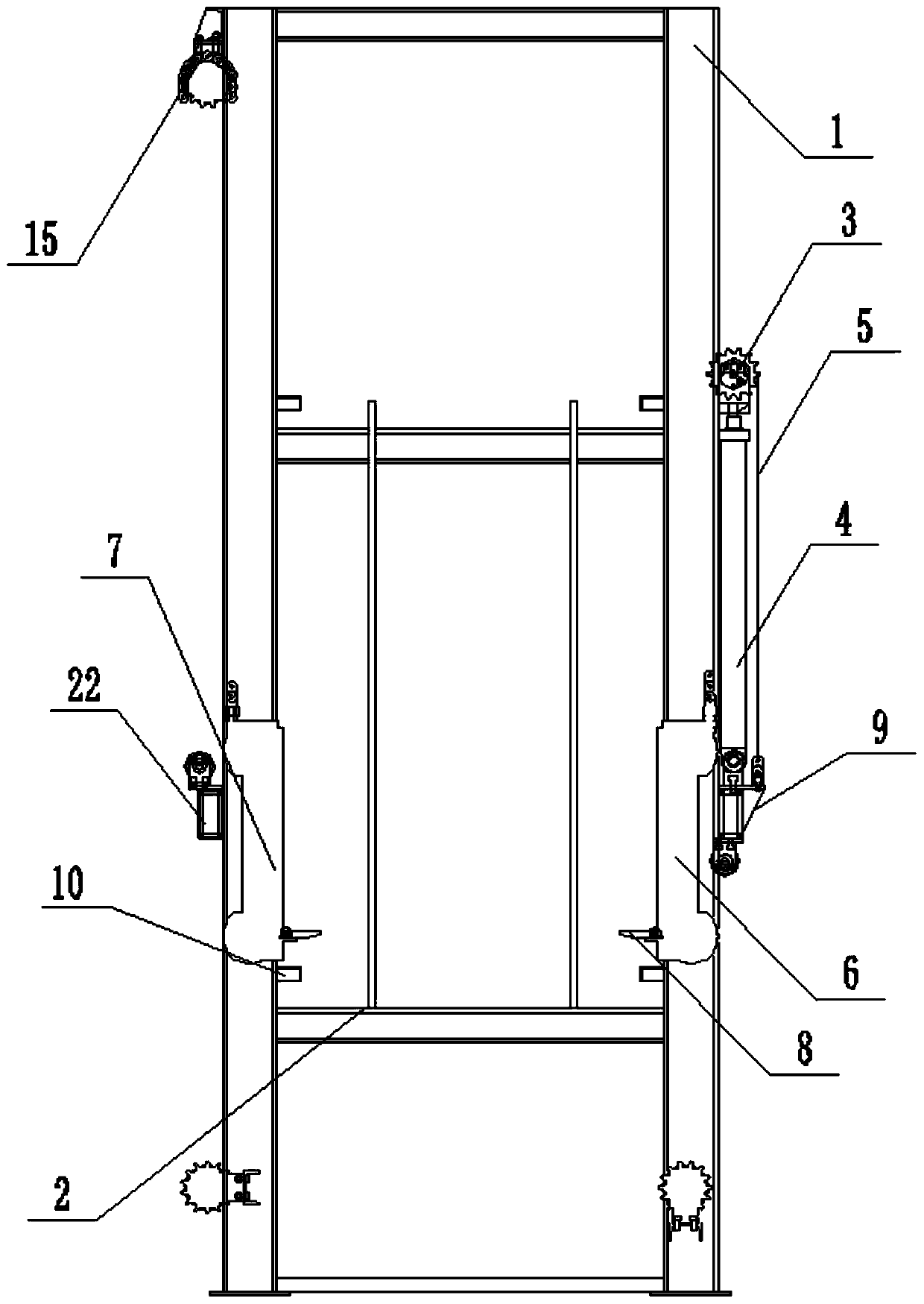 Supporting plate lifting device for mold shell chain injection machine