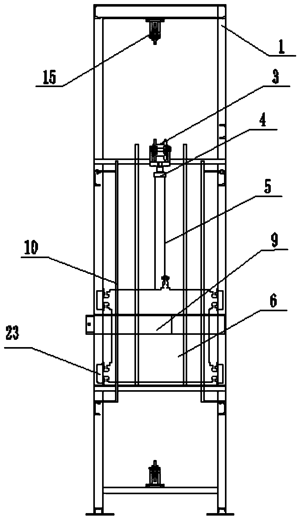 Supporting plate lifting device for mold shell chain injection machine