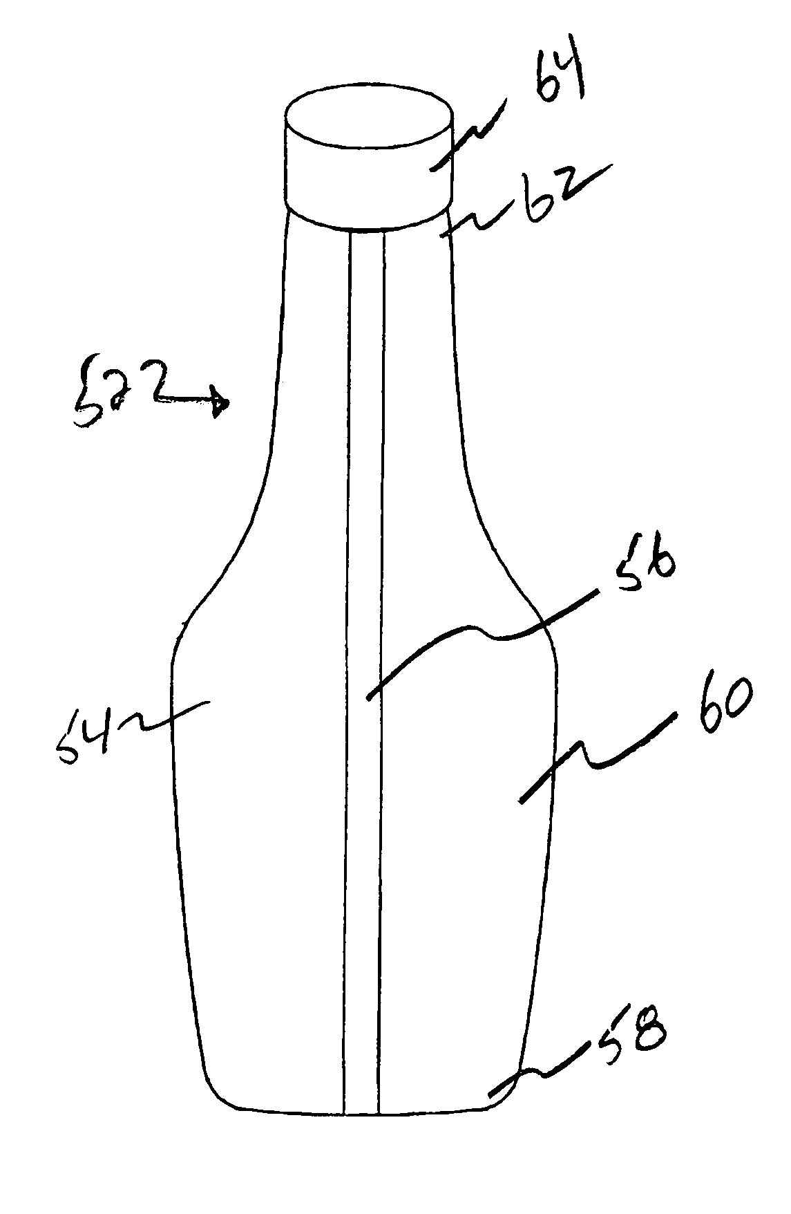 Hollow plastic article including a view stripe