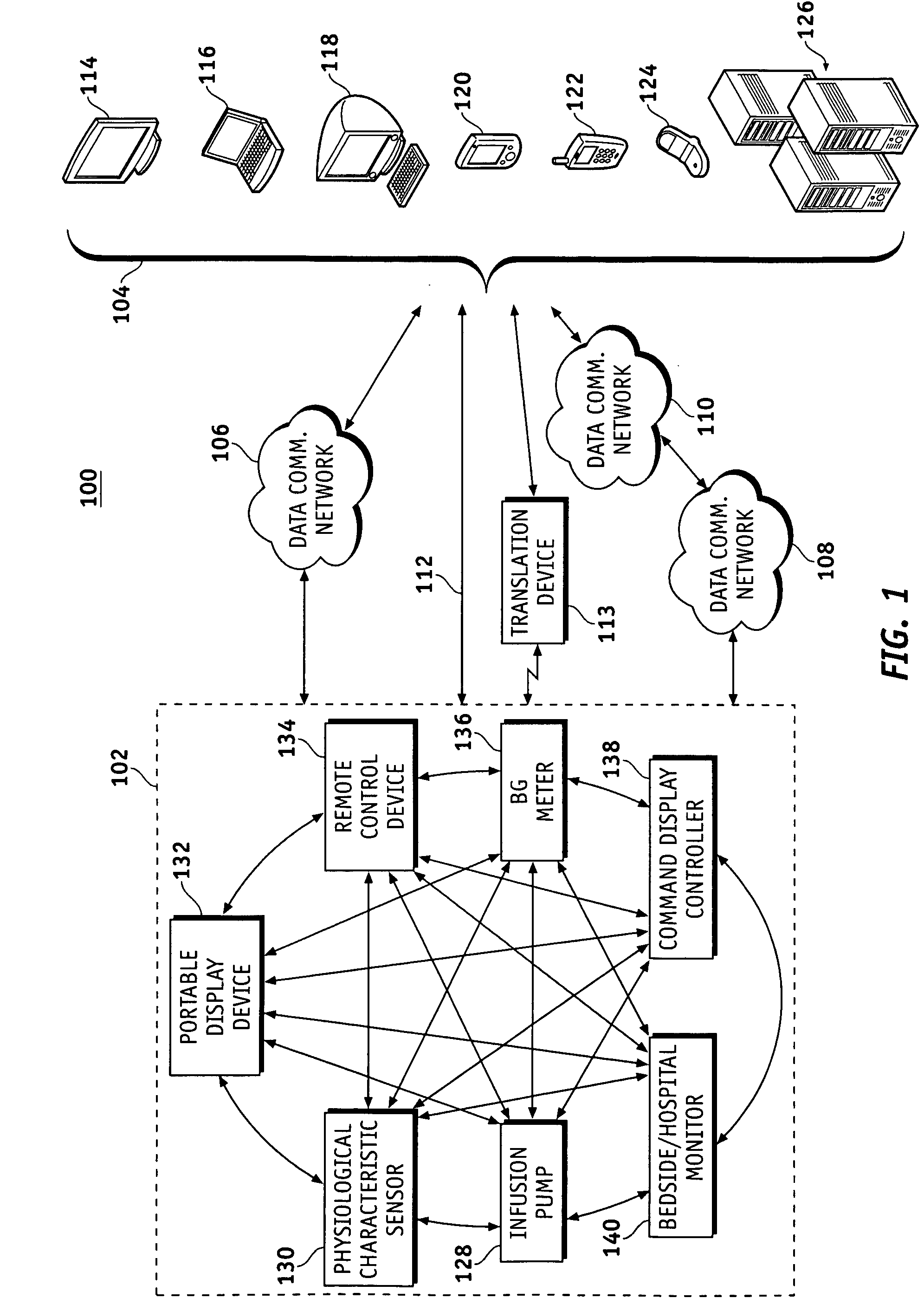 Data translation device with nonvolatile memory for a networked medical device system