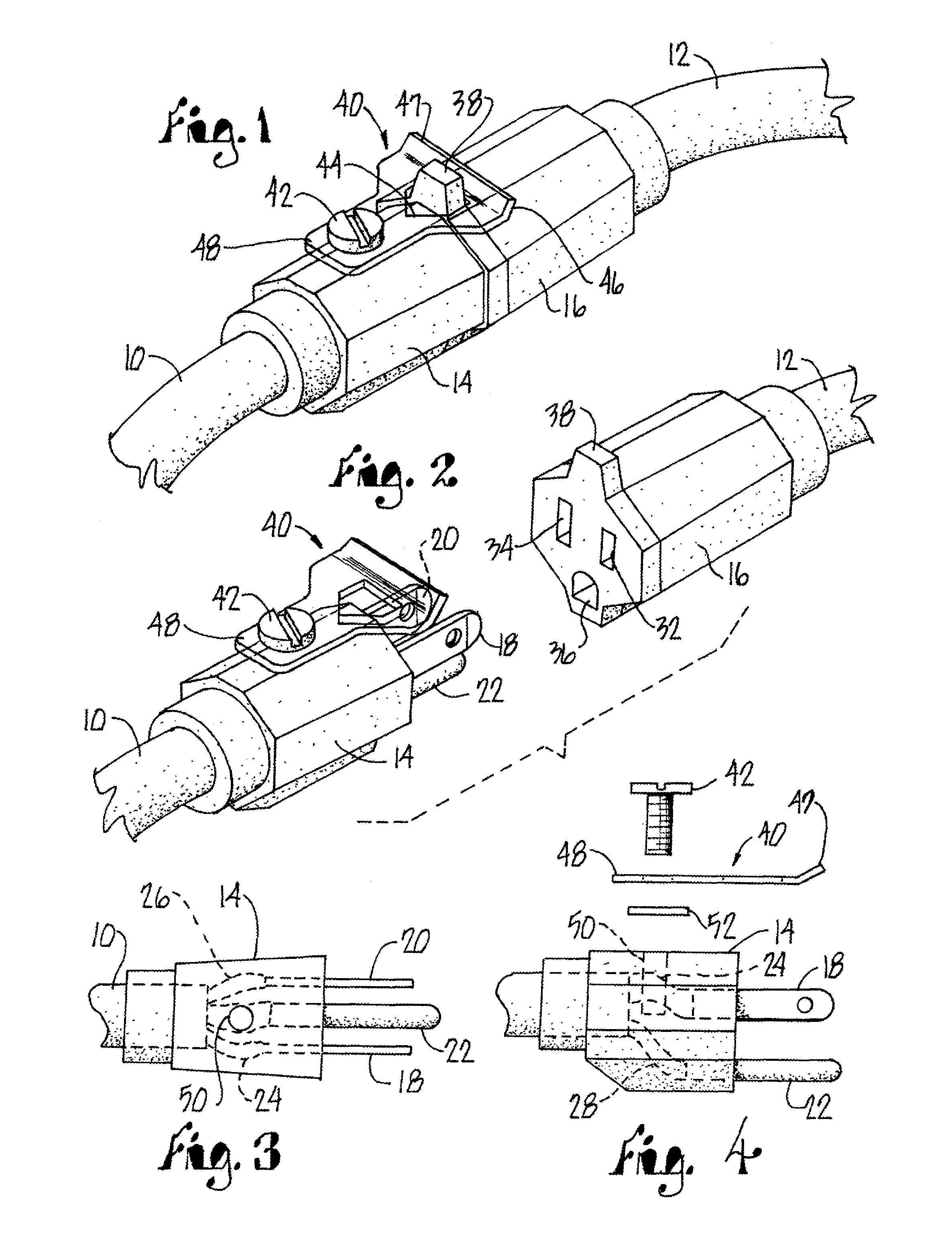 Electrical cord locking connector