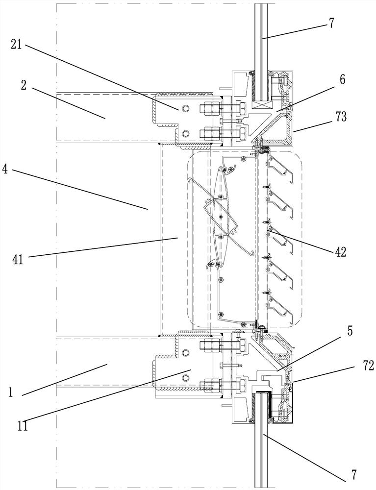 Large-span horizontal-exposed-vertical-concealed frame curtain wall system with short sides supported and long sides unsupported and its installation method