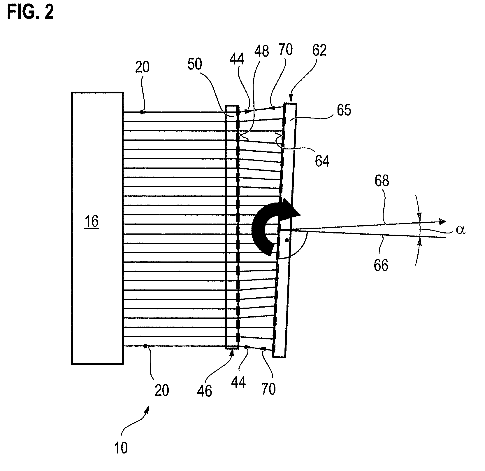 Optical element and method of calibrating a measuring apparatus comprising a wave shaping structure