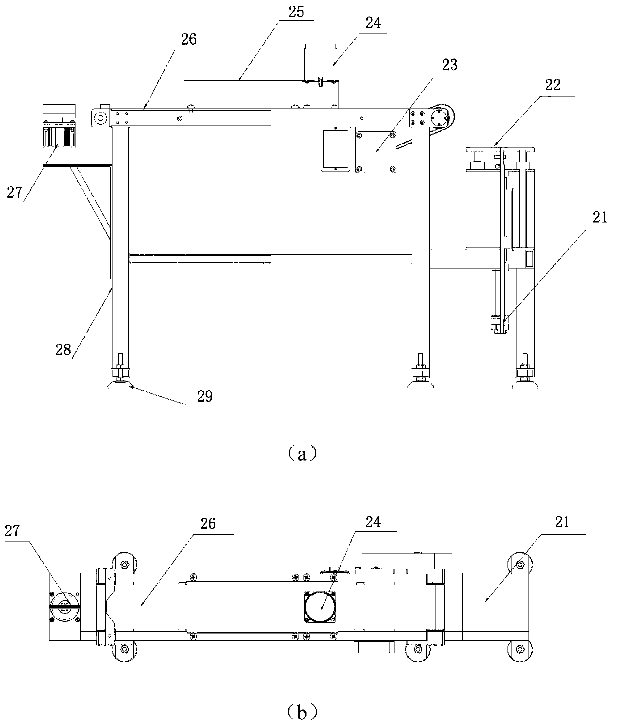 Powder metallurgy compact detecting, stacking and dishing full-automatic production line and working method thereof