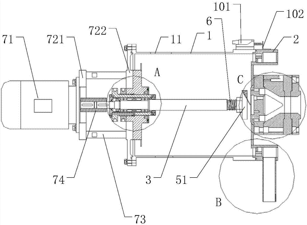 Horizontal pelletizing device and extruder