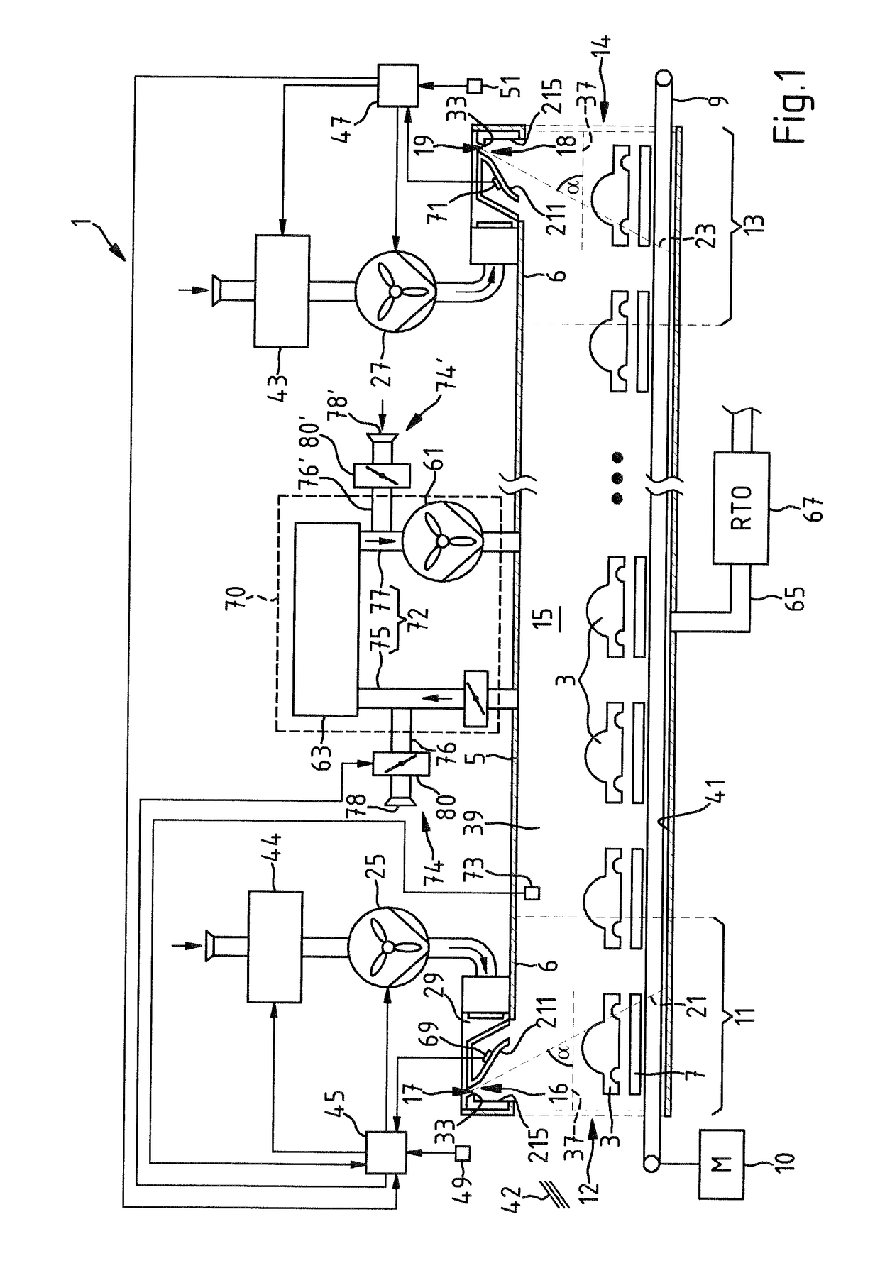 System having a process chamber for workpieces