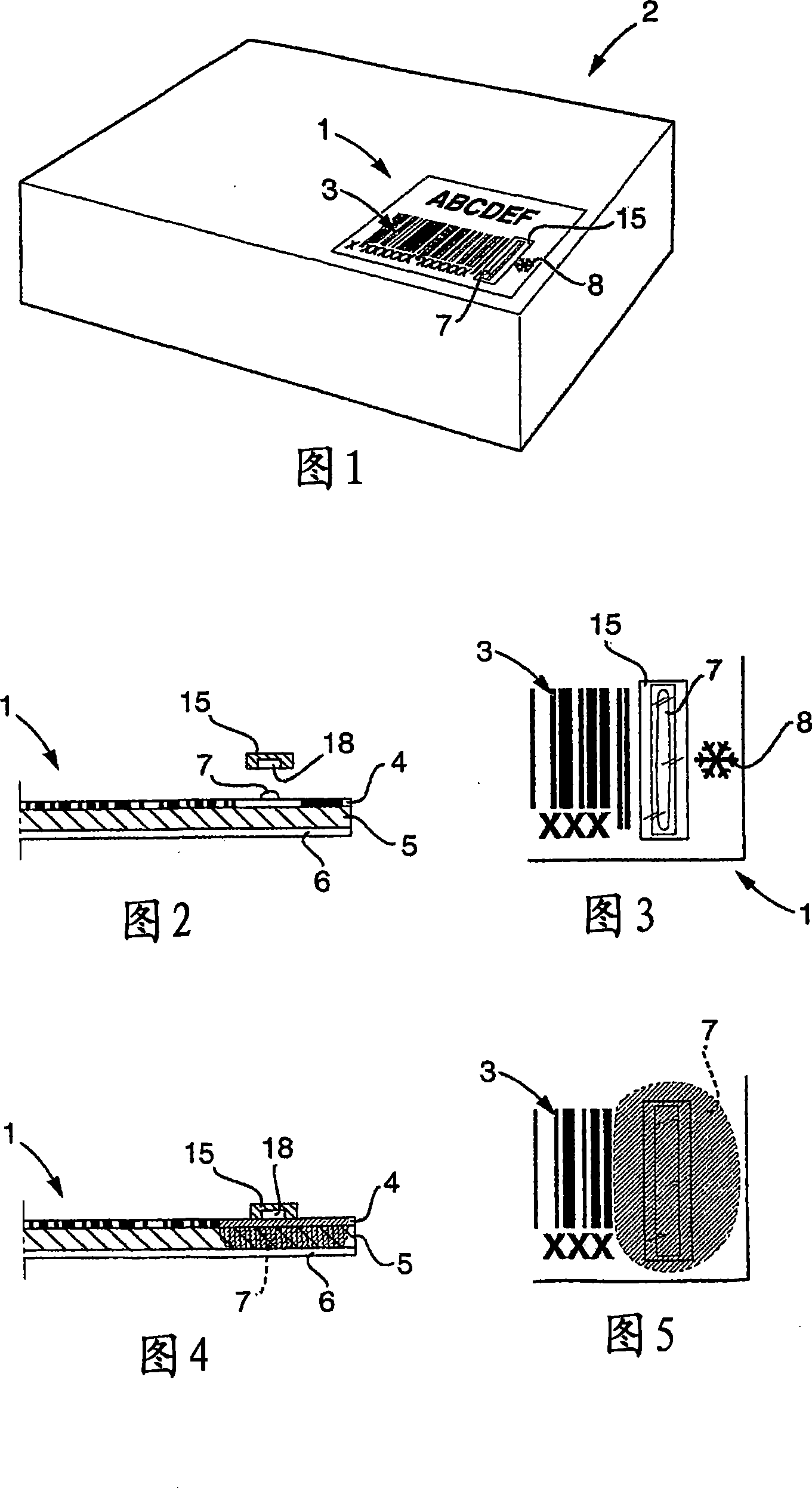 A label having a temperature-monitoring function, a package for goods provided with a label, as well as a method and equipment for the application of labels to packages for goods