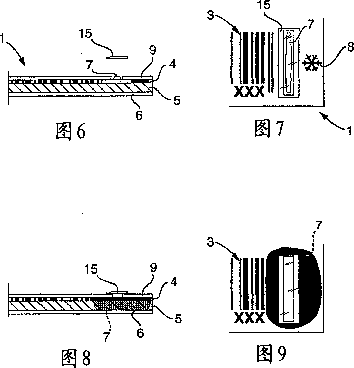 A label having a temperature-monitoring function, a package for goods provided with a label, as well as a method and equipment for the application of labels to packages for goods