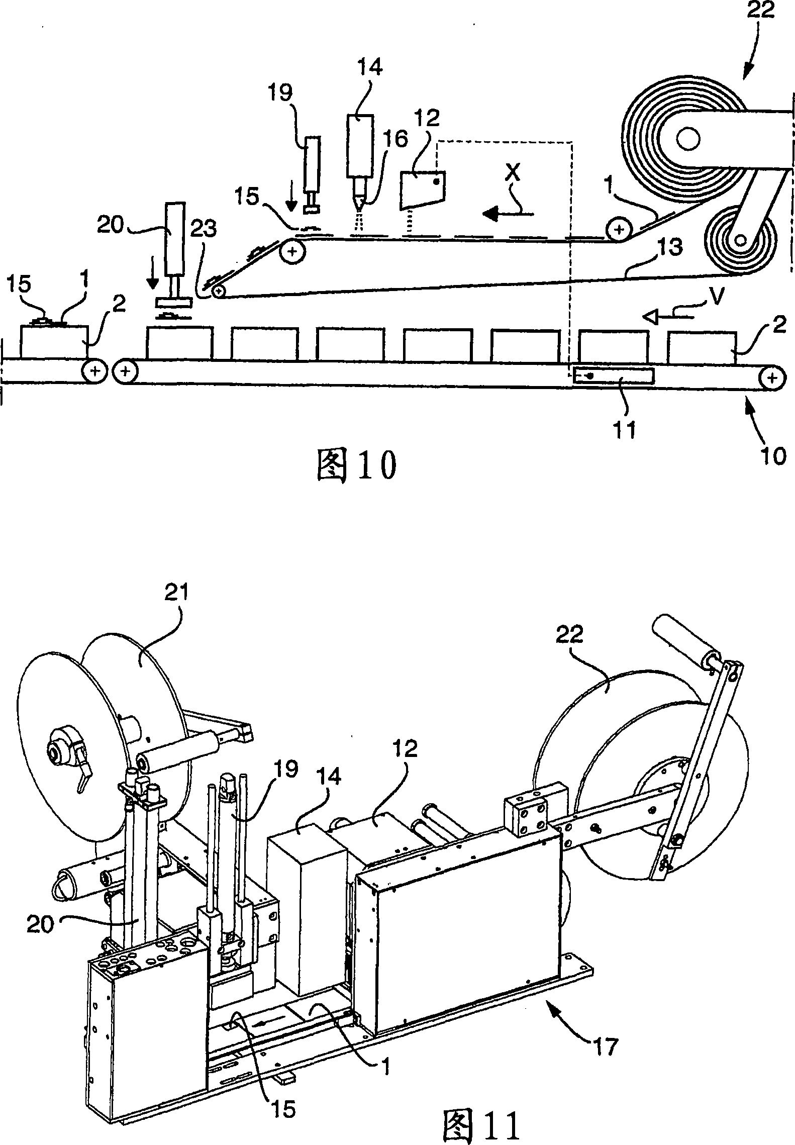 A label having a temperature-monitoring function, a package for goods provided with a label, as well as a method and equipment for the application of labels to packages for goods